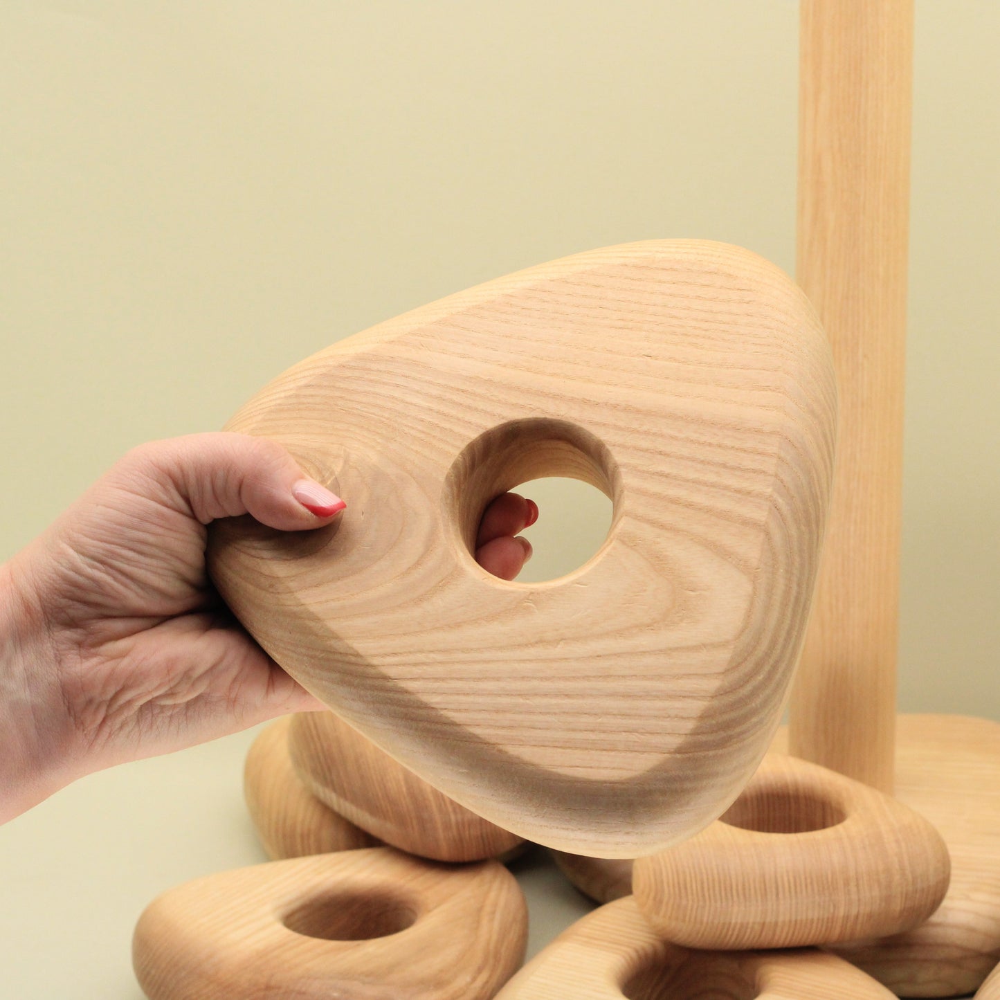 Lotes Toys Natural Giant Triangle Wooden Stacking Pyramid GP02