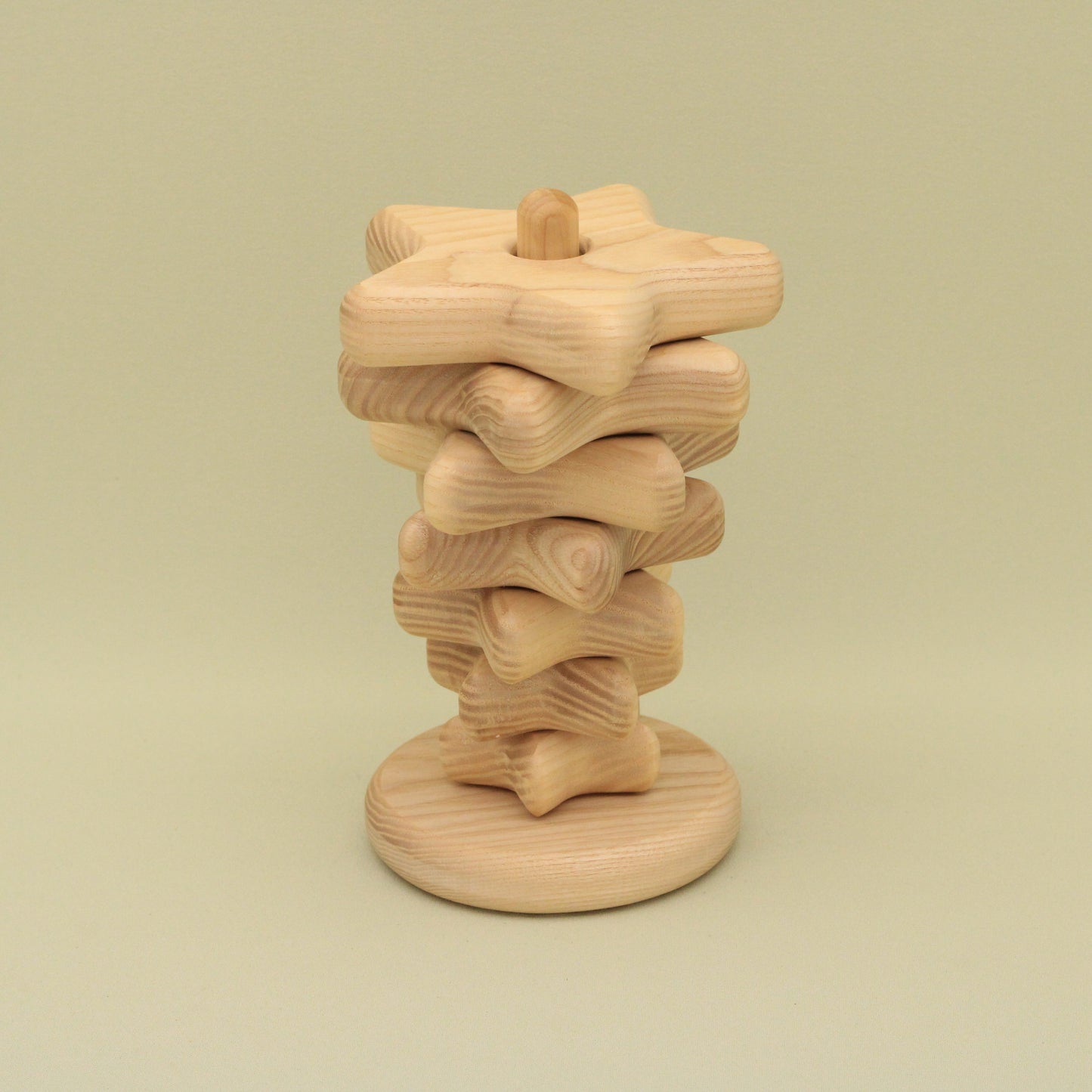 Lotes Toys Natural Star Wooden Stacking Pyramid - 7 pieces PY57