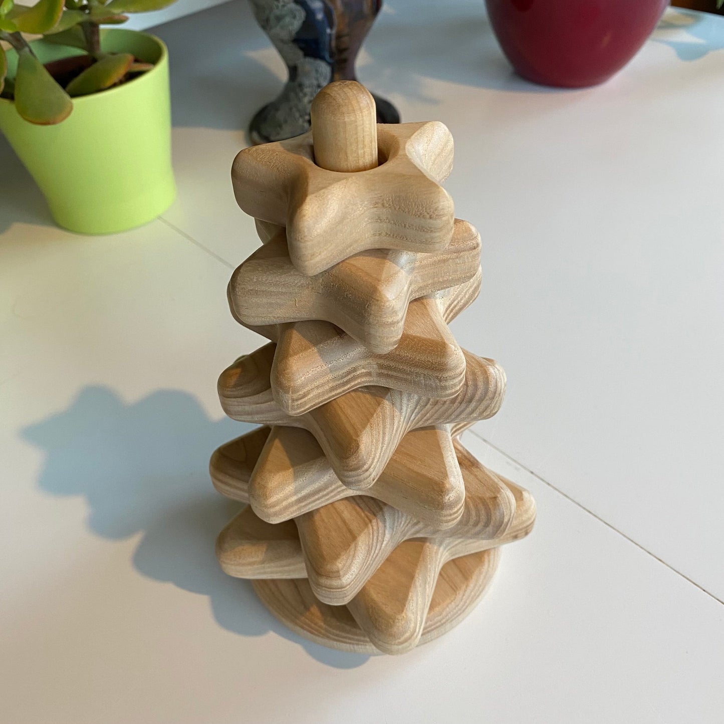 Lotes Toys Natural Star Wooden Stacking Pyramid - 7 pieces PY57