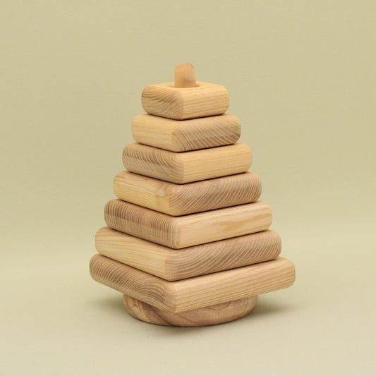 Lotes Toys Natural Square Wooden Stacking Pyramid - 7 pieces PY51