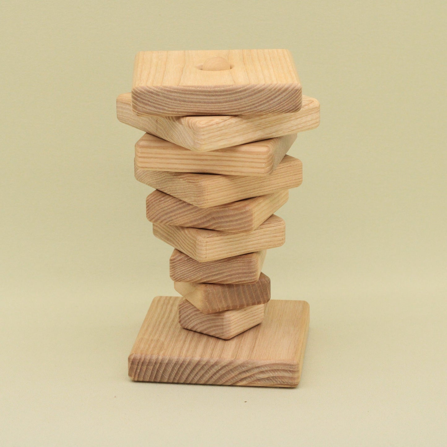 Lotes Toys Natural Square Wooden Stacking Pyramid - 10 pieces PY01