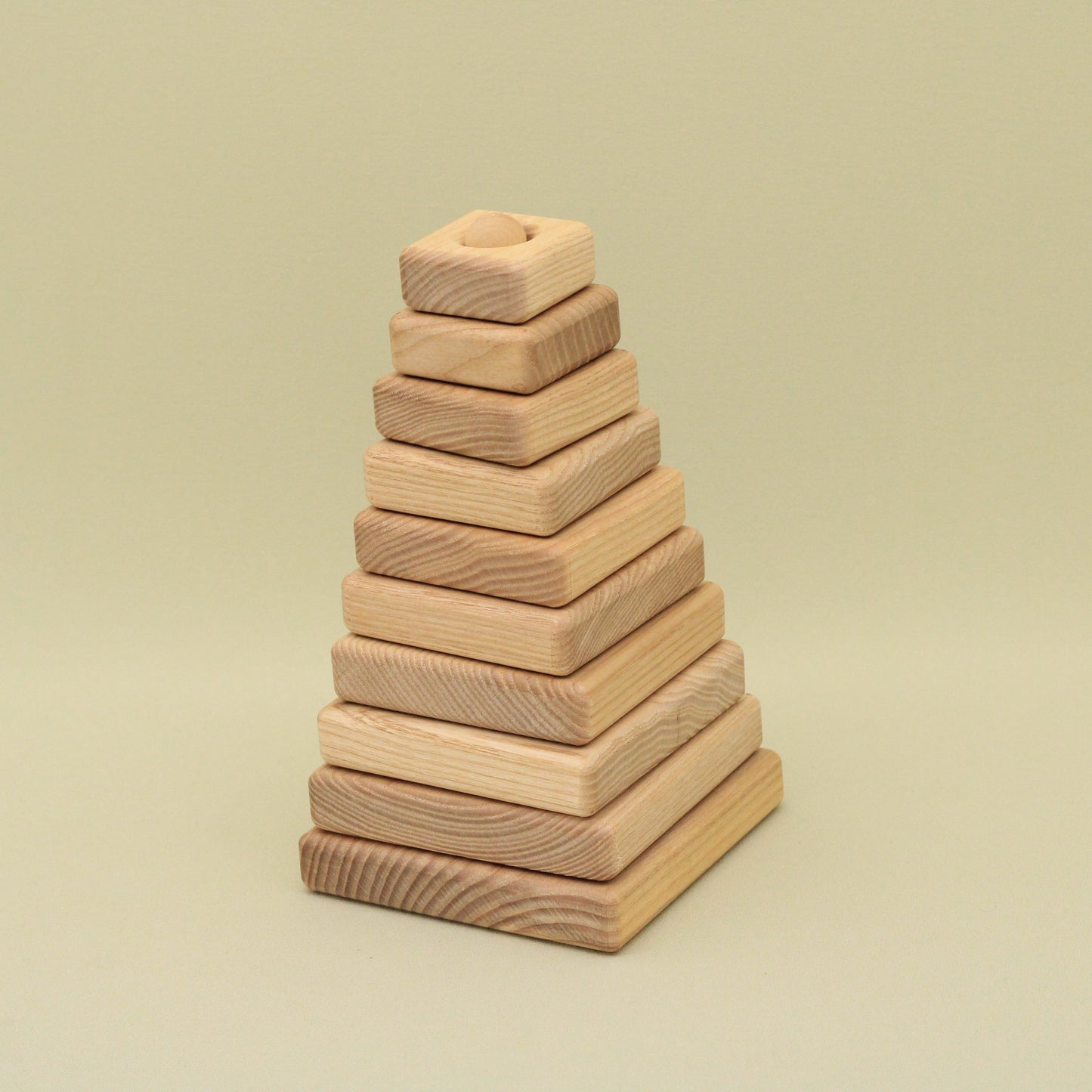 Lotes Toys Natural Square Wooden Stacking Pyramid - 10 pieces PY01