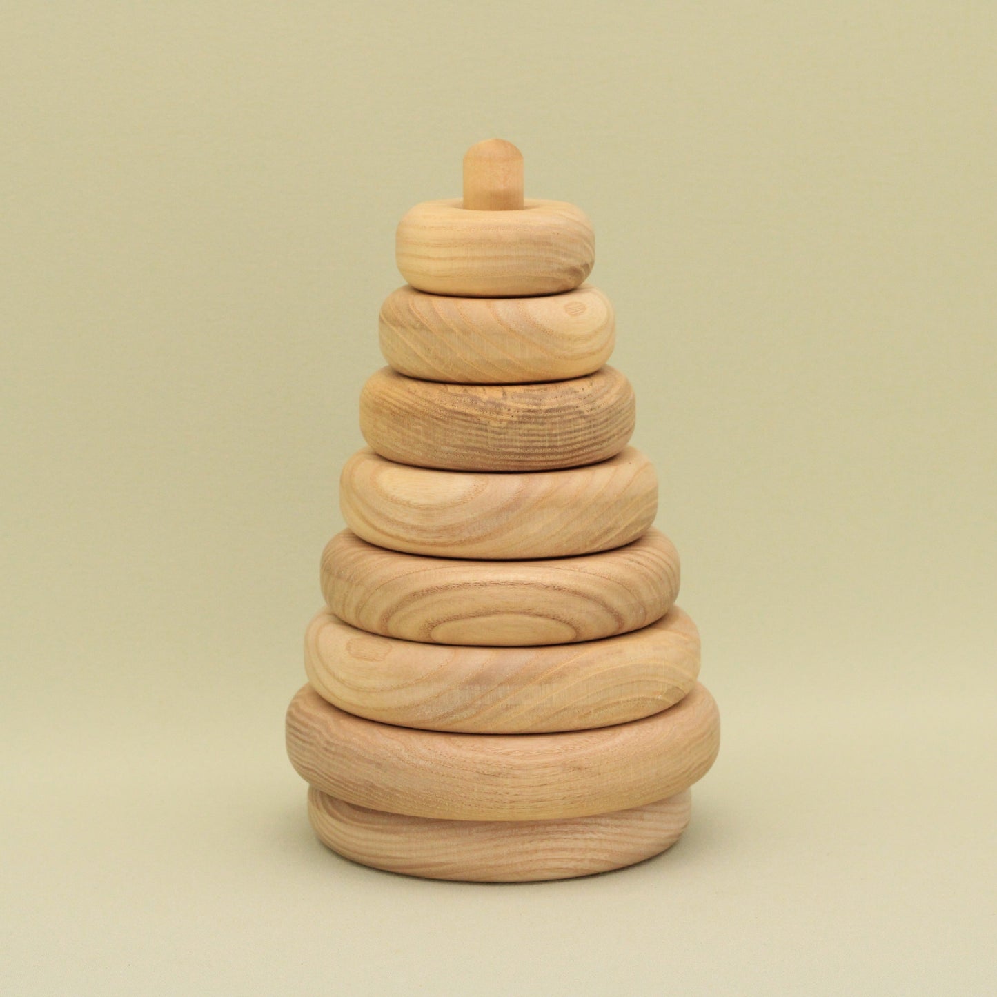 Lotes Toys Natural Circle Rings Wooden Stacking Pyramid - 7 pieces PY52