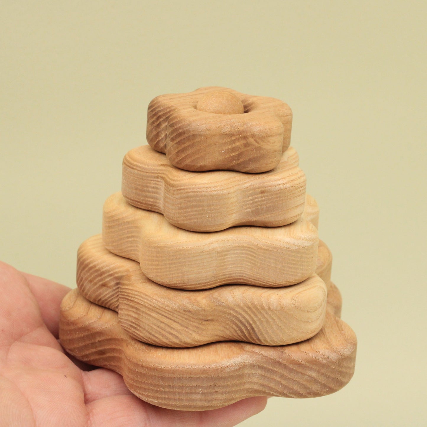 Lotes Toys Natural Flowers Wooden Stacking Pyramid PY23