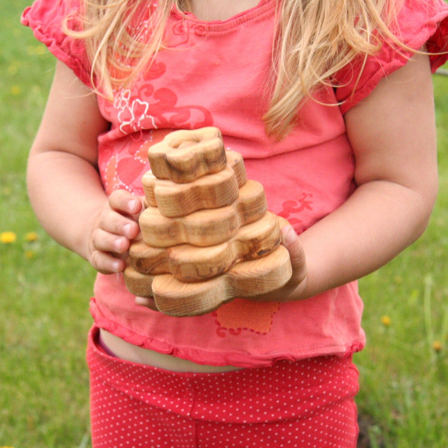 Lotes Toys Natural Flowers Wooden Stacking Pyramid PY23