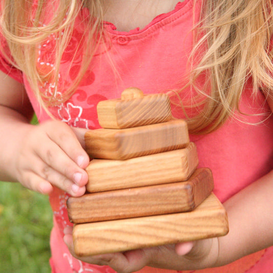 Lotes Toys Natural Square Wooden Stacking Pyramid PY21