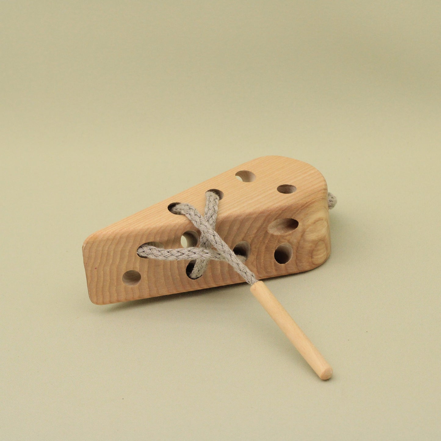 Lotes Toys Natural Wooden Threading Lacing Cheese TT01