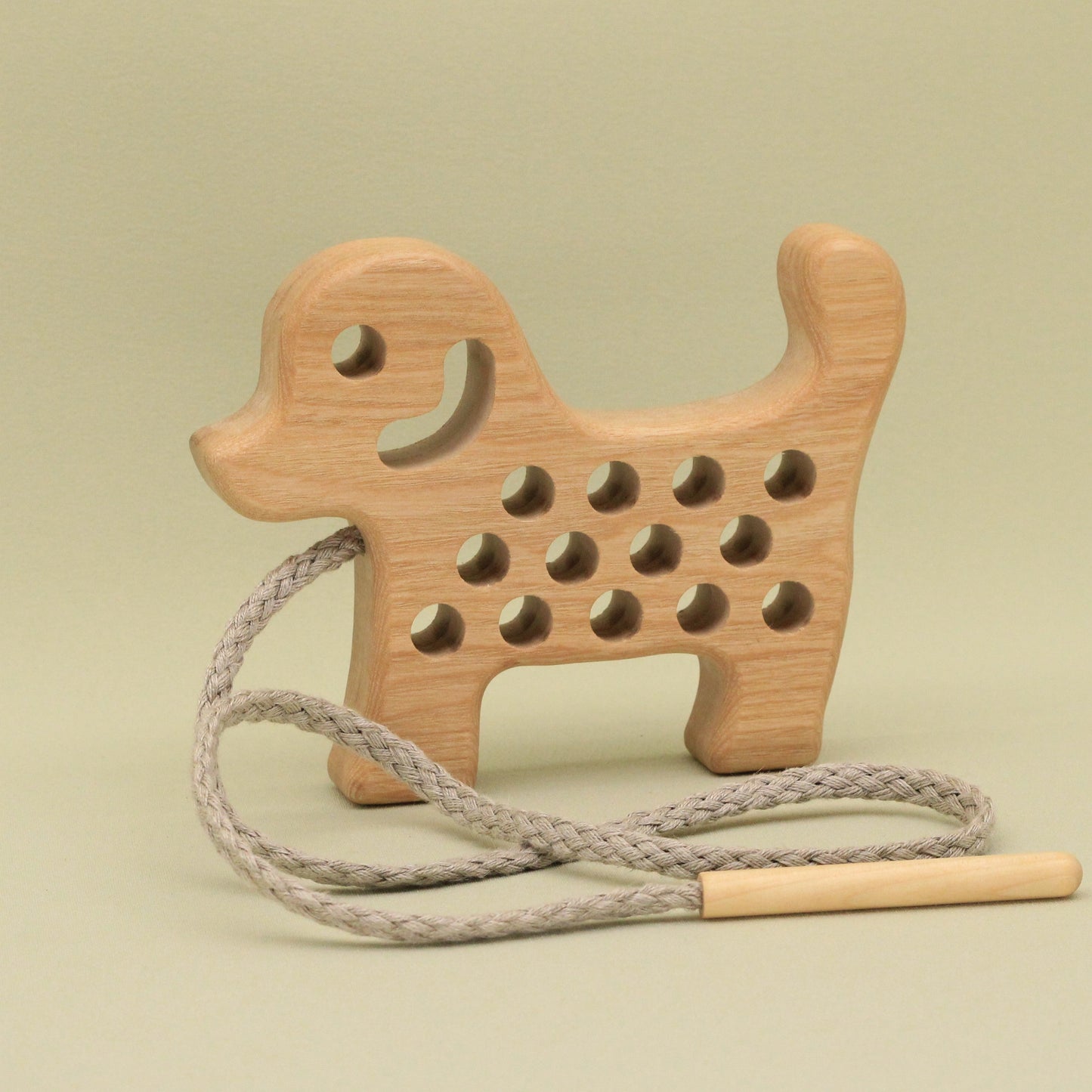Lotes Toys Natural Wooden Threading Lacing Dog TT15