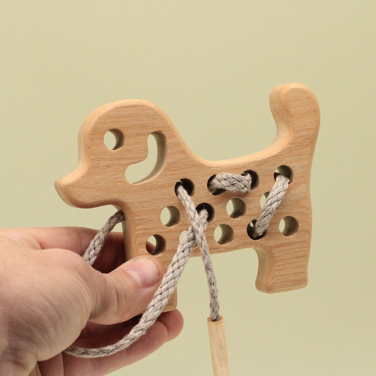 Lotes Toys Natural Wooden Threading Lacing Dog TT15