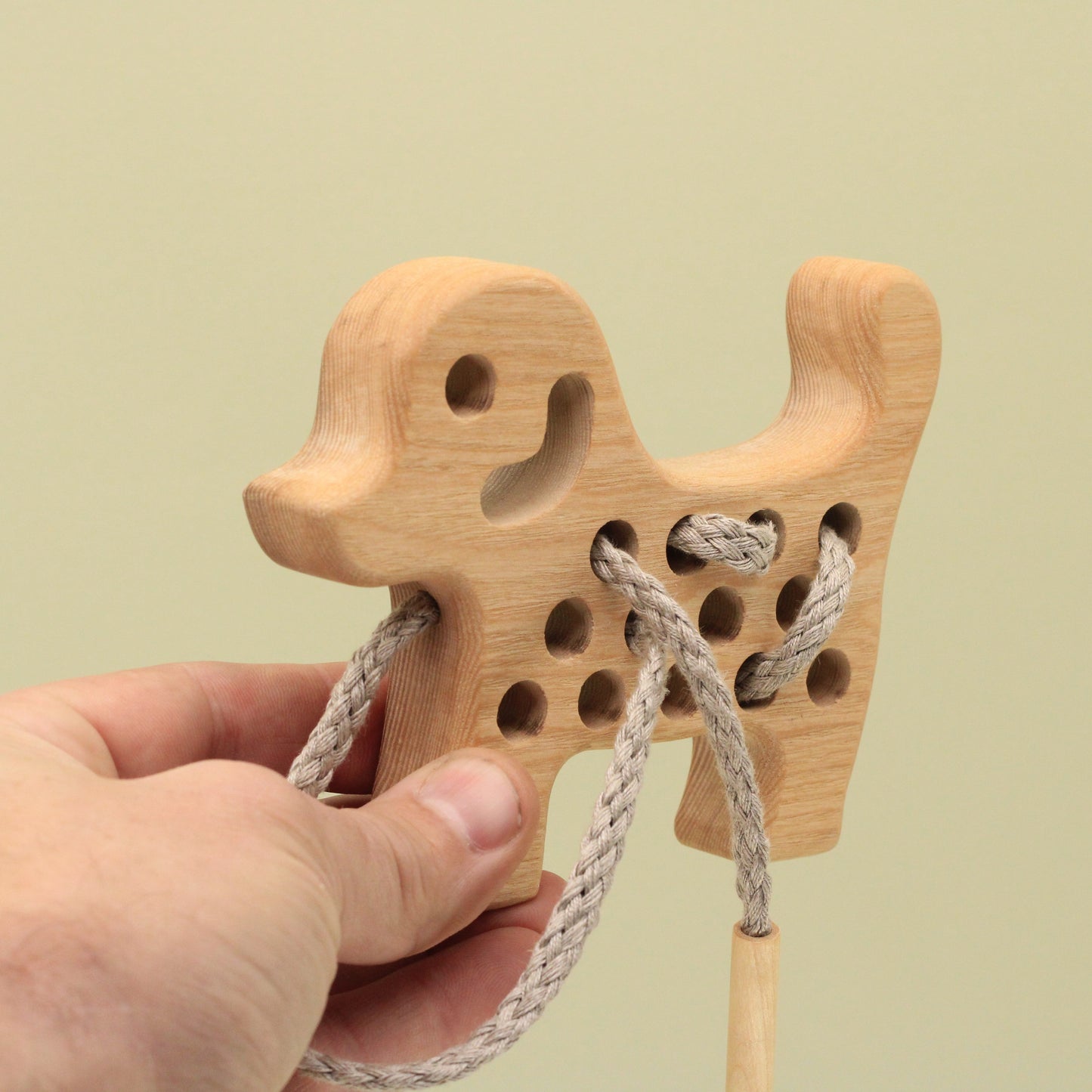 Lotes Toys Natural Wooden Threading Lacing Dog TT15