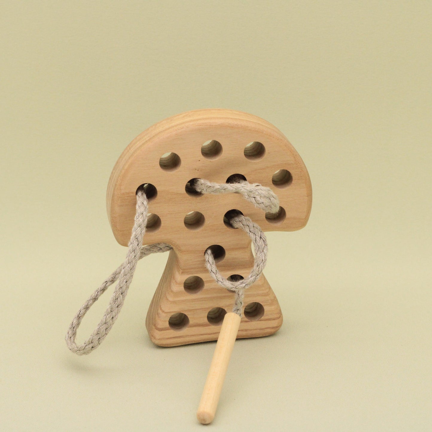 Lotes Toys Natural Wooden Threading Lacing Mushroom TT04