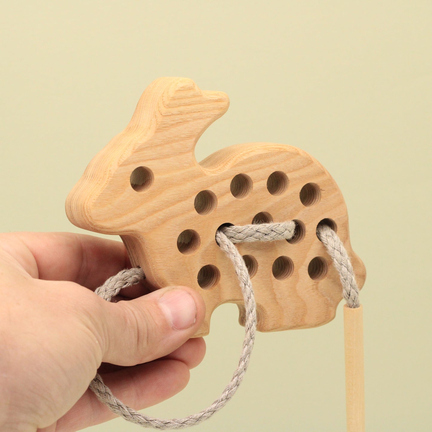 Lotes Toys Natural Wooden Threading Lacing Rabbit, Bunny TT25