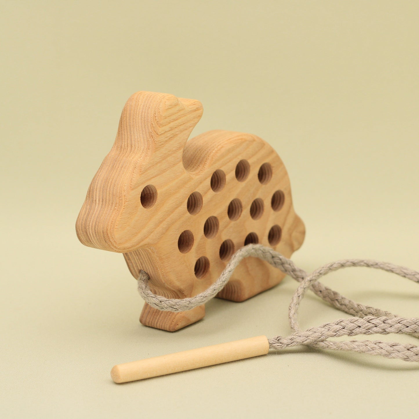 Lotes Toys Natural Wooden Threading Lacing Rabbit, Bunny TT25