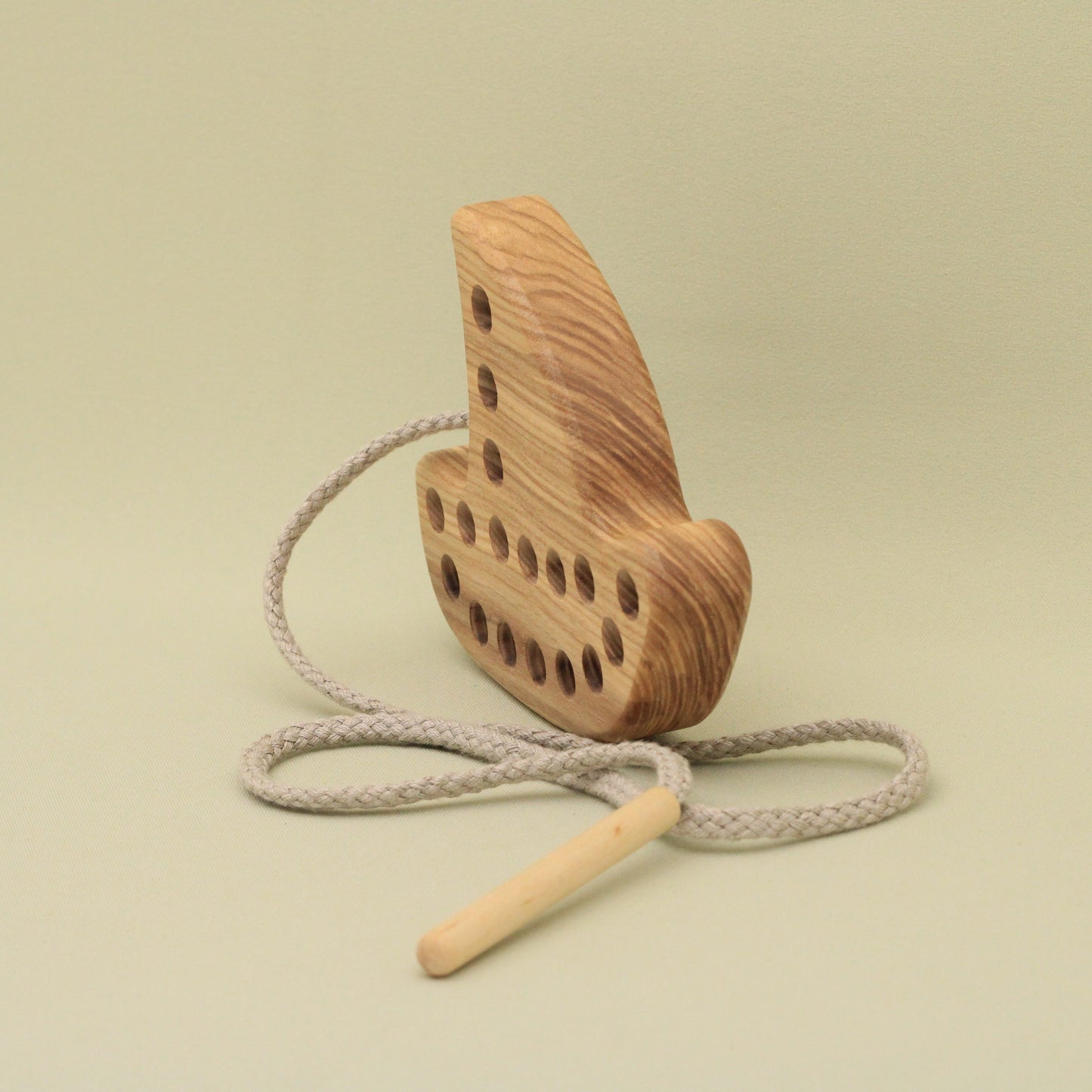 Lotes Toys Natural Wooden Threading Lacing Ship TT24