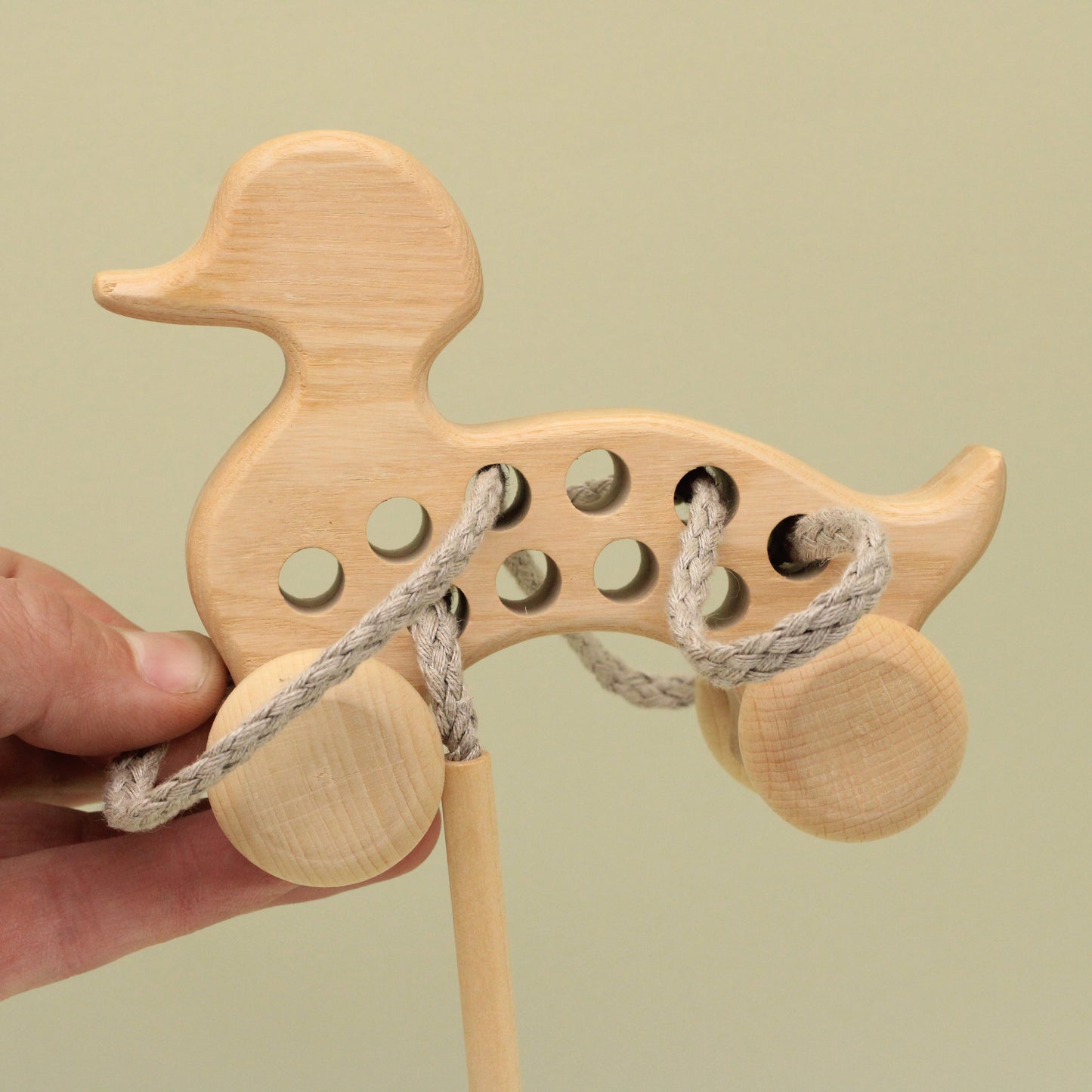 Lotes Toys Natural Wooden Threading Lacing Duck TT53