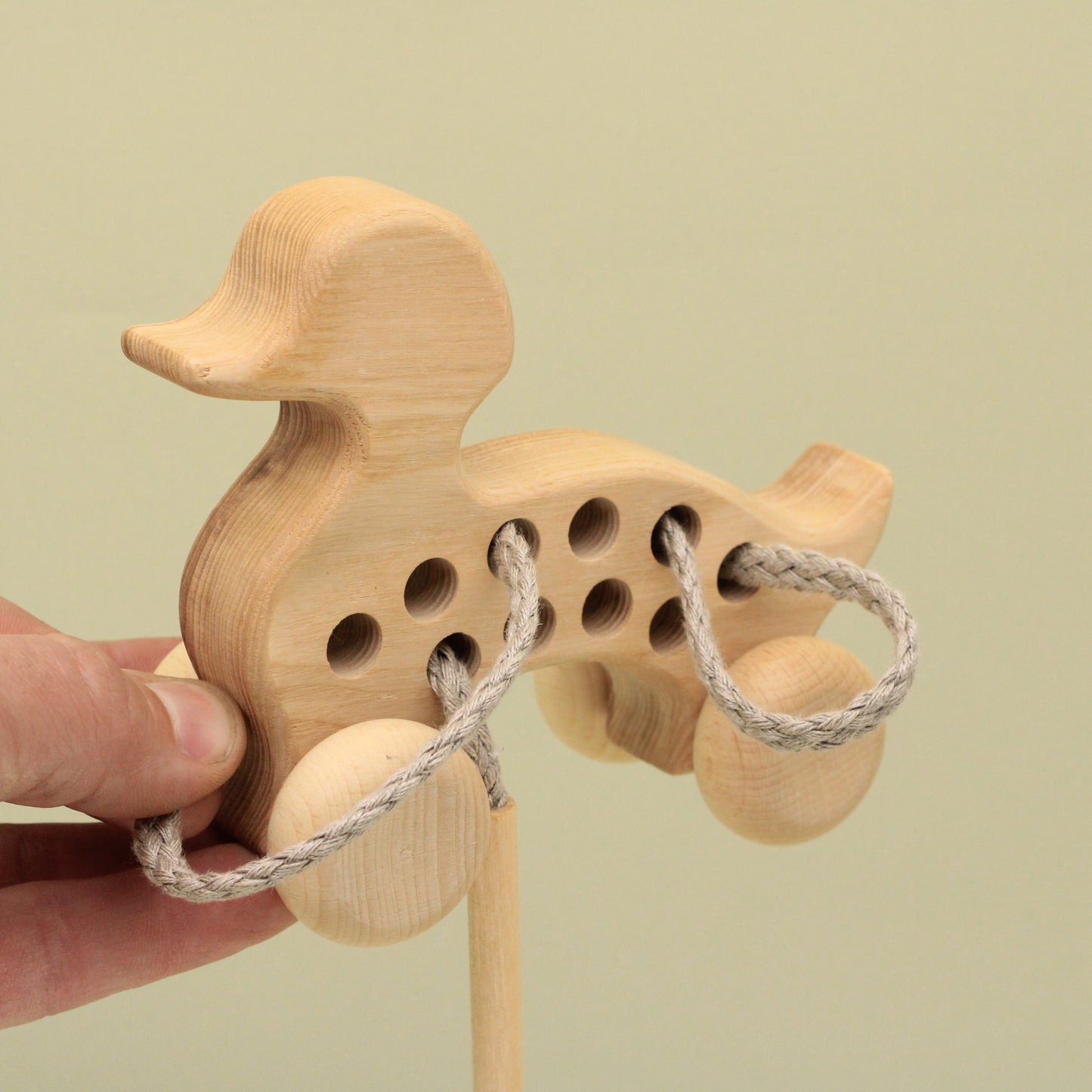 Lotes Toys Natural Wooden Threading Lacing Duck TT53