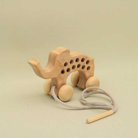 Lotes Toys Natural Wooden Threading Lacing Elephant TT56