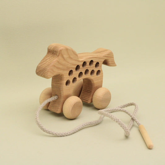 Lotes Toys Natural Wooden Threading Lacing Horse TT54