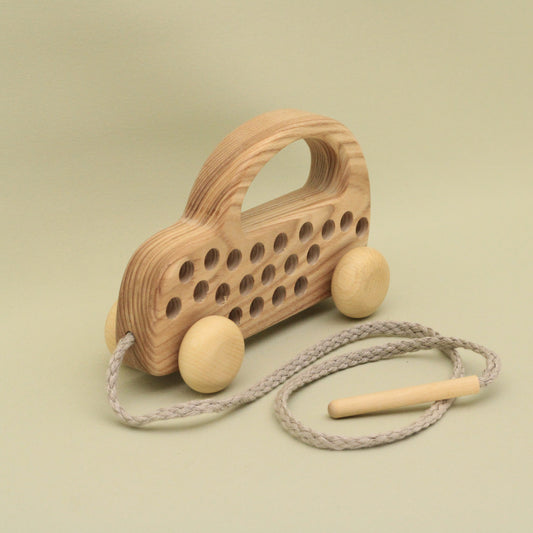 Lotes Toys Natural Wooden Threading Lacing Elektro-Car TT63