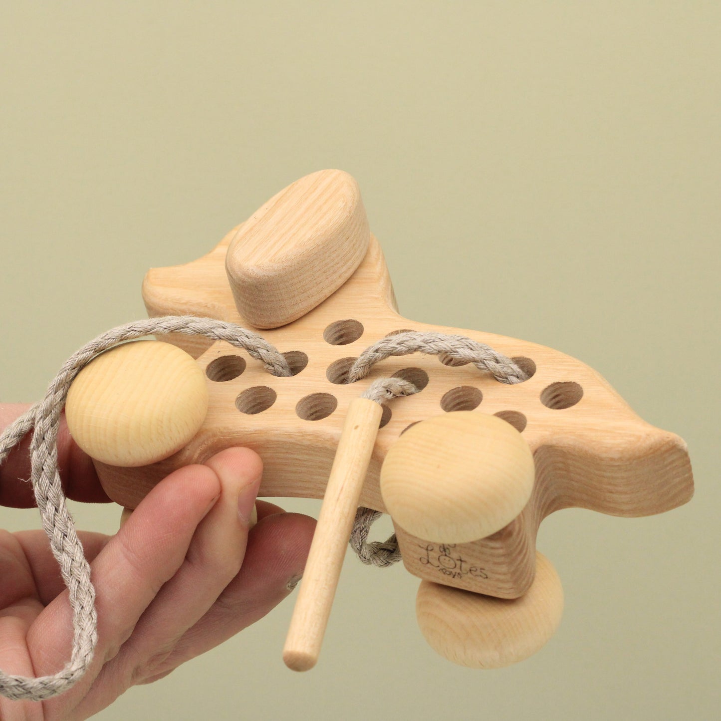 Lotes Toys Natural Wooden Threading Lacing Dog TT43