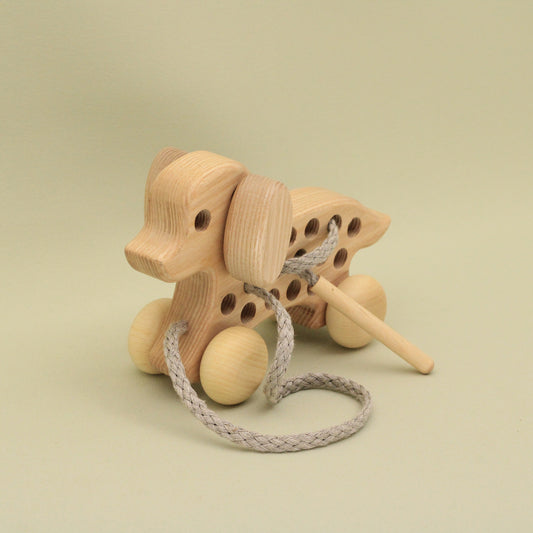 Lotes Toys Natural Wooden Threading Lacing Dog TT43