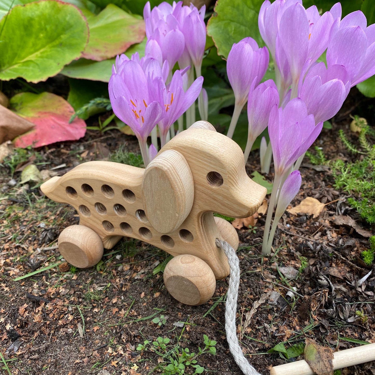 Lotes Toys Natural Wooden Threading Lacing Dog TT43
