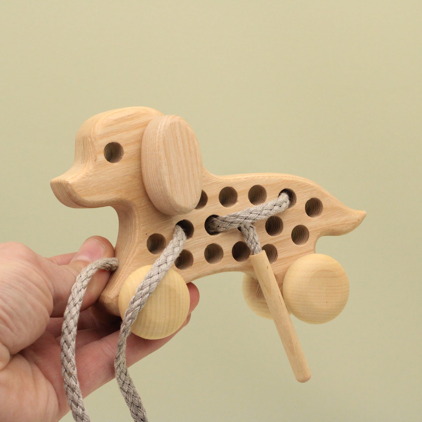 Lotes Toys Natural Wooden Threading Lacing Dog TT43