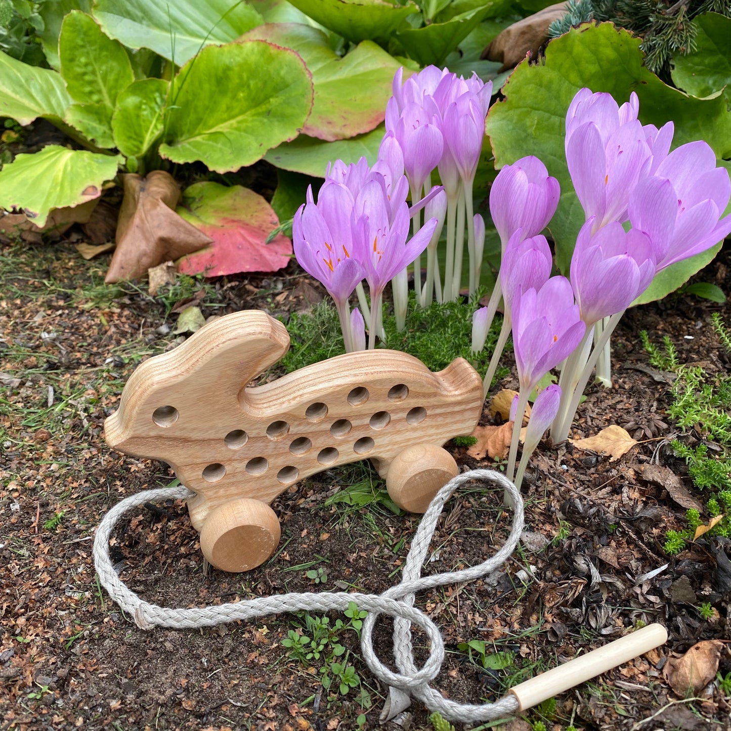 Lotes Toys Natural Wooden Threading Lacing Rabbit TT41