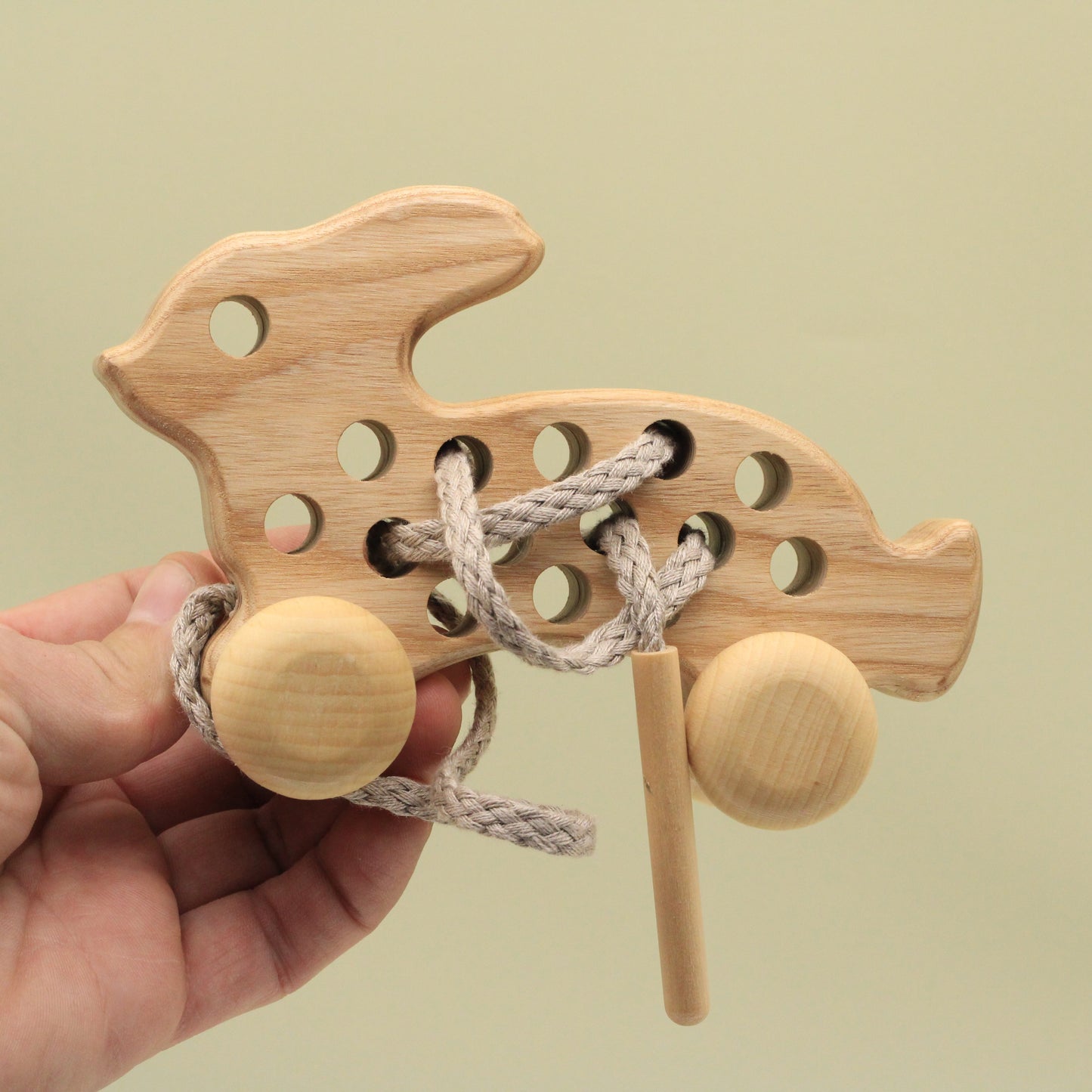 Lotes Toys Natural Wooden Threading Lacing Rabbit TT41
