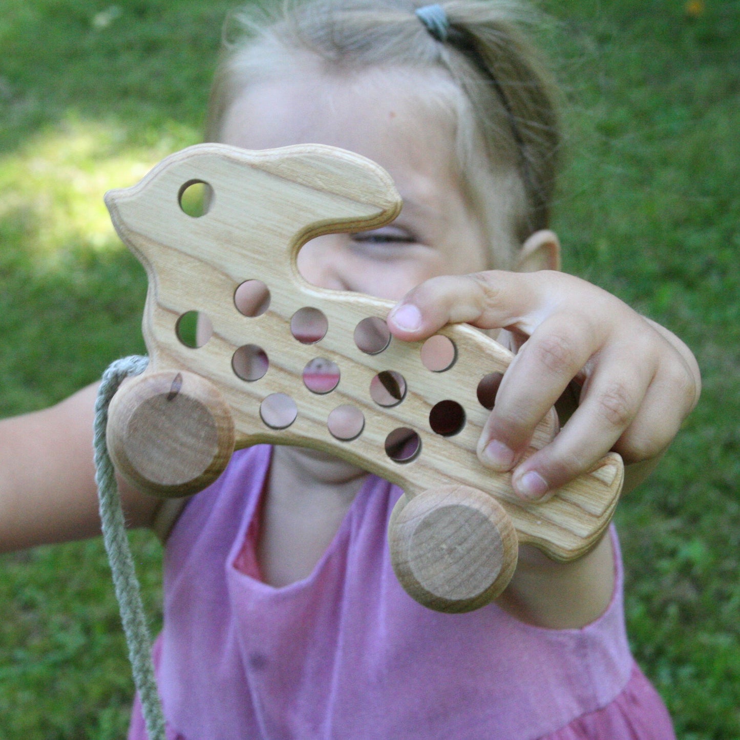 Lotes Toys Natural Wooden Threading Lacing Rabbit TT41