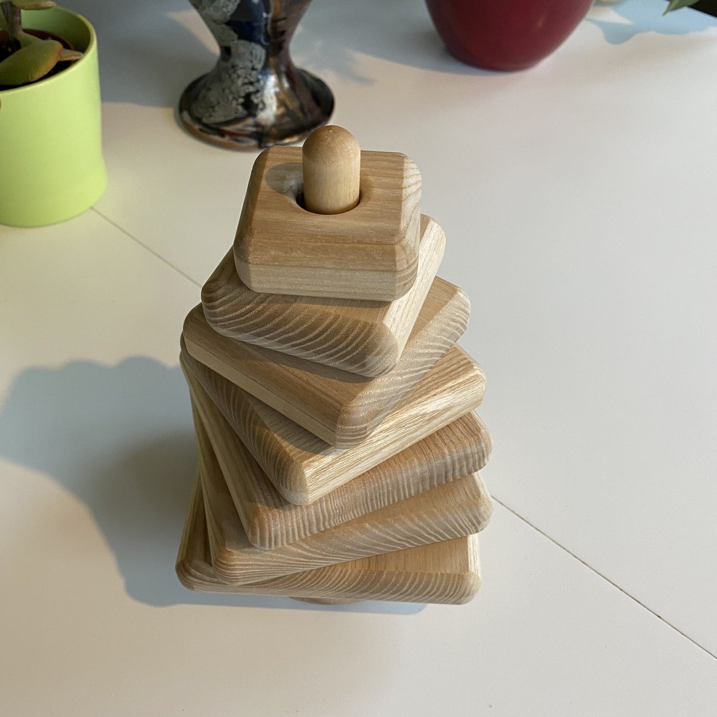 Lotes Toys Natural Square Wooden Stacking Pyramid - 7 pieces PY51