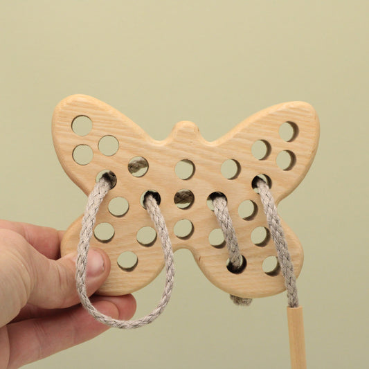 Lotes Toys Natural Wooden Threading Lacing Butterfly TT06