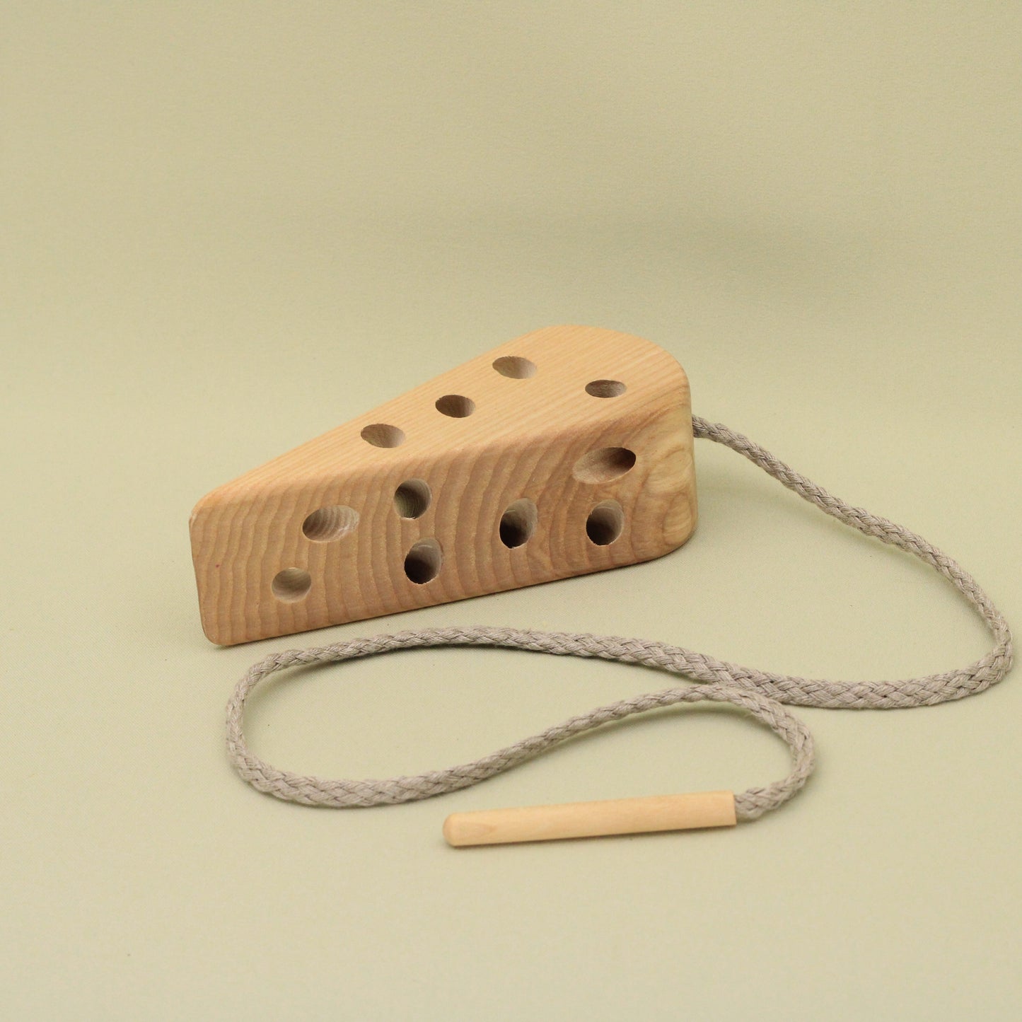 Lotes Toys Natural Wooden Threading Lacing Cheese TT01