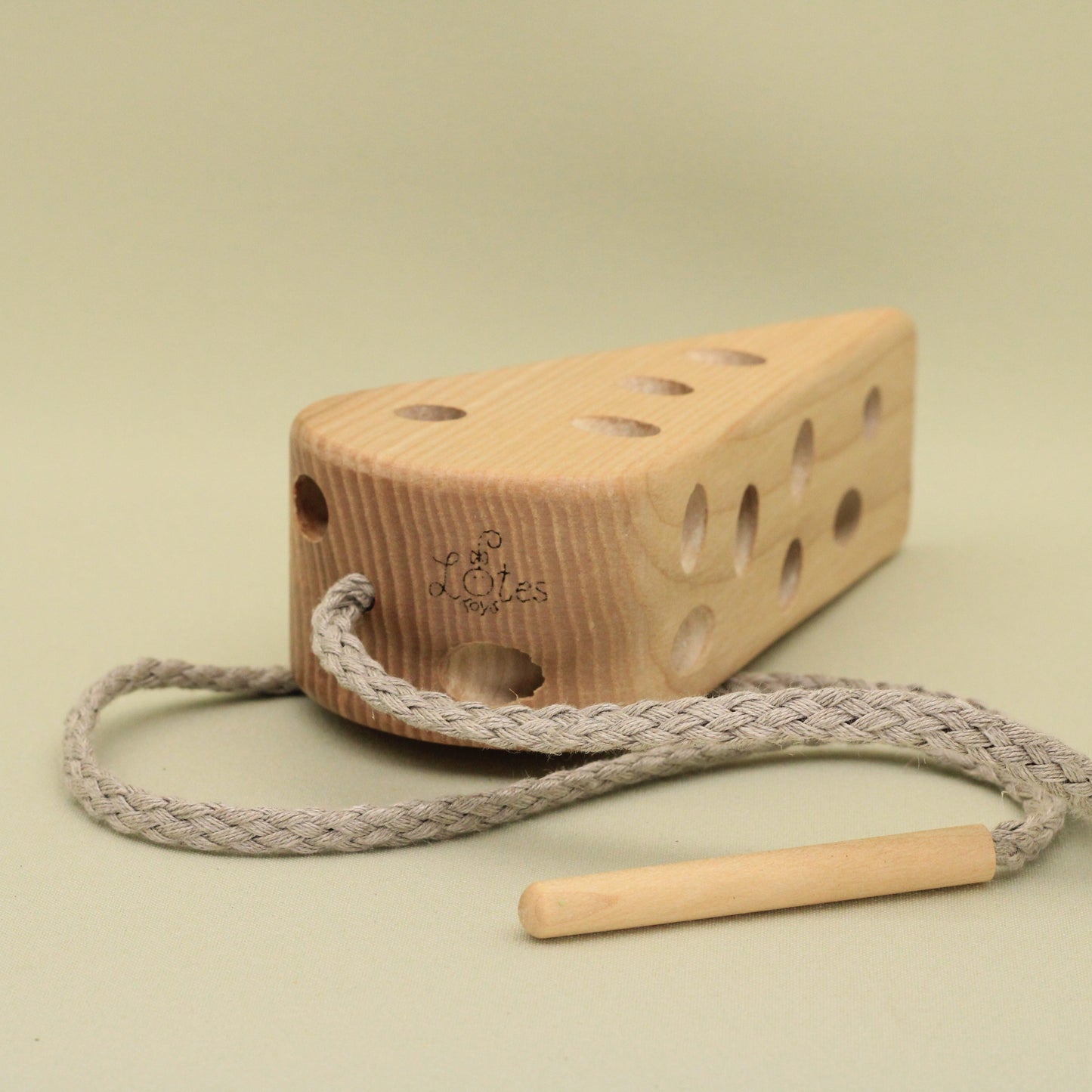 Lotes Toys Natural Wooden Threading Lacing Cheese TT01