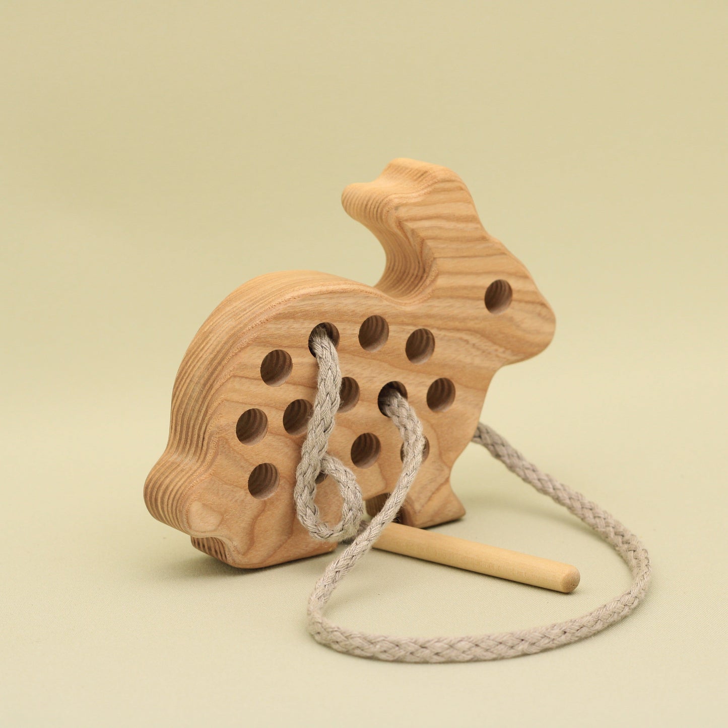 Lotes Toys Natural Wooden Threading Lacing Rabbit, Bunny TT25