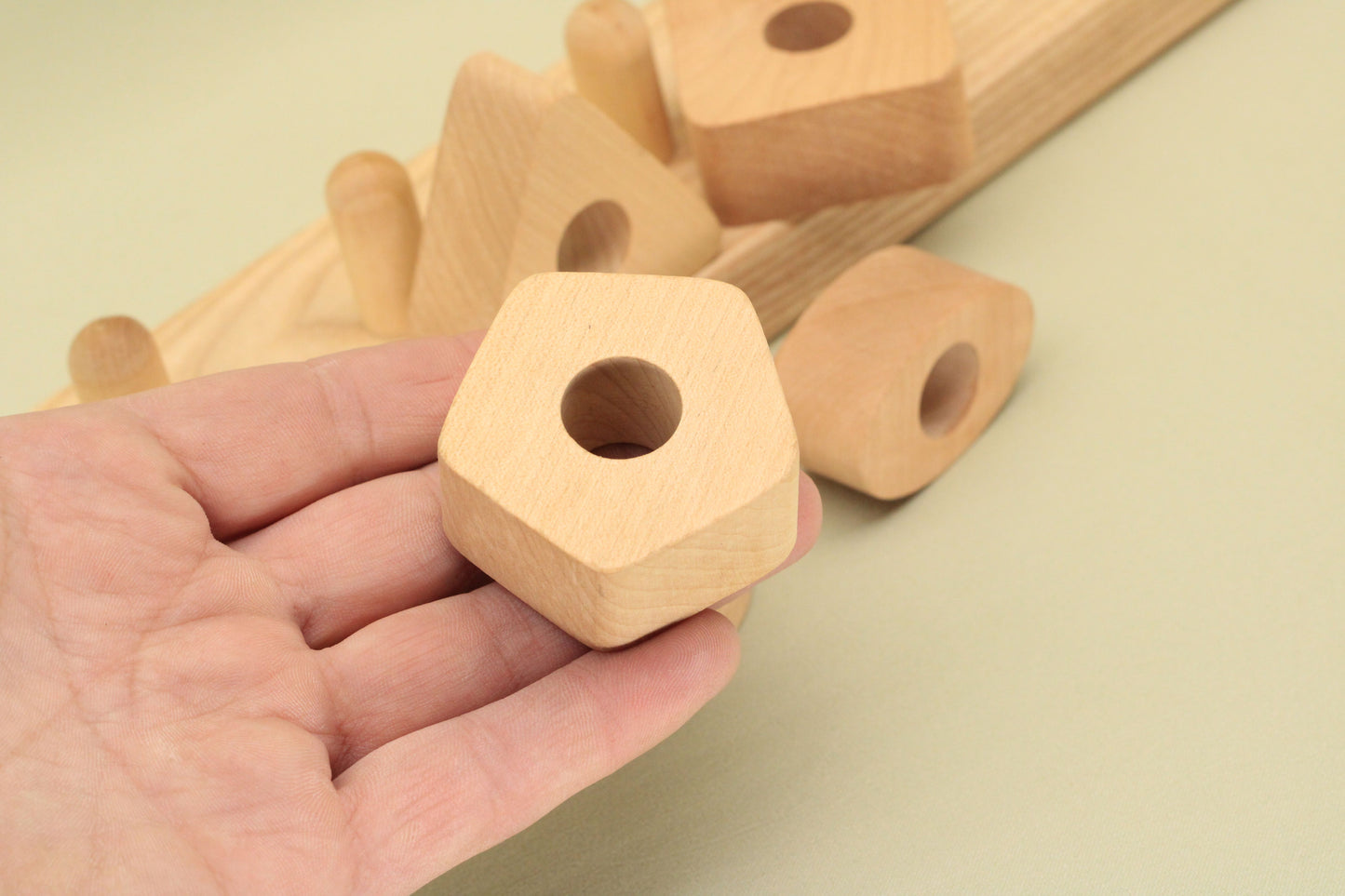 Lotes Toys Natural Stacking Block with Different Mathematical Shapes PY38