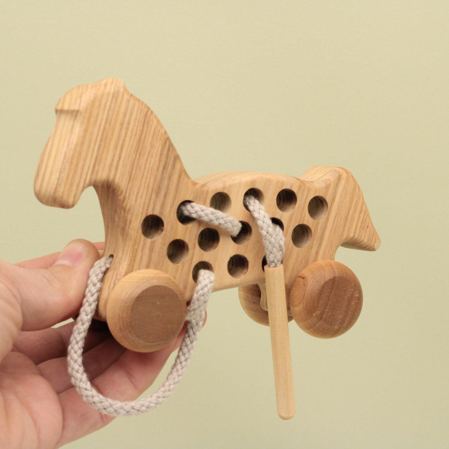 Lotes Toys Natural Wooden Threading Lacing Horse TT44