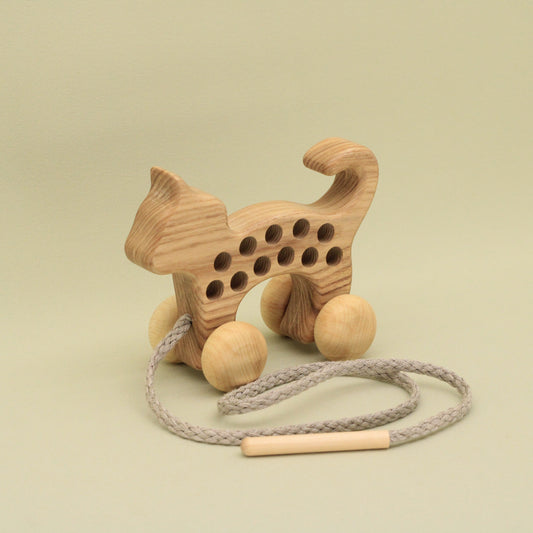 Lotes Toys Natural Wooden Threading Lacing Cat TT51